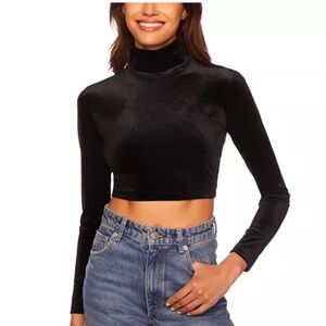 NWT Susana Monaco Mock Neck Velvet Top